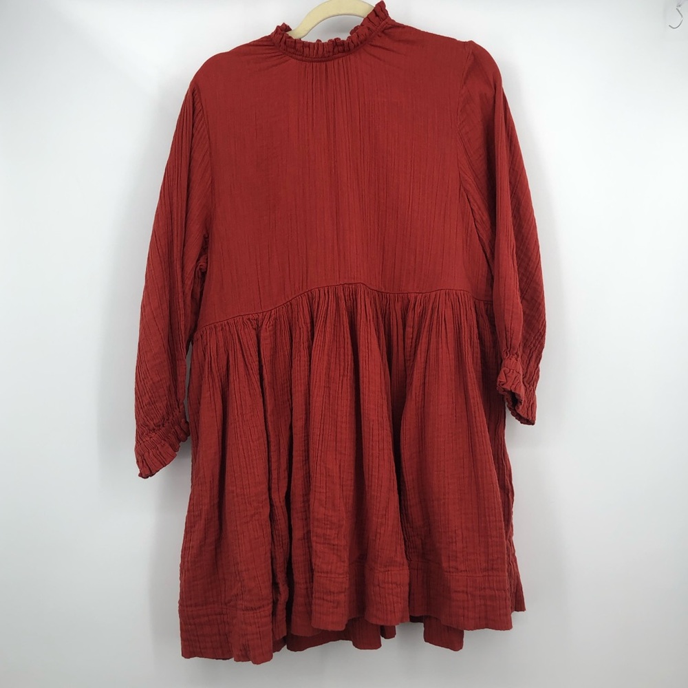 Free People Long Sleeve Crinkle Babydoll Dress L